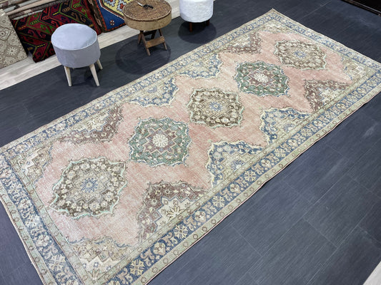 Vintage Runner Rug, Hand Knotted Runner 5 x 10.6 Rug, Turkish Runner Rug, Vintage Runner Rug,distressed Runner Rug,Quality Kitchen Runner