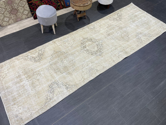 Vintage Persian Runner Rug, 3.6 x 10.8 Handmade Runner Rug, Turkish Runner Rug, Vintage Runner Rug, Hallway Runner, Kitchen Runner Rug