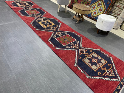 Wool Vintage Runner Rug, Turkish Runner 2.6 x 12.2 Rug, Orienta Runner Rug, Vintage Runner Rug, Hallway Runner Rug Kitchen Runner.