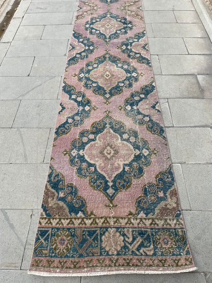 Wool Extra Long Turkish Runner Rug, Very Long Oushak Runner 2.6 x 23 ft Rug, Vintage Runner Rug, XL Oriental Runner Rug Staircase Runner rug