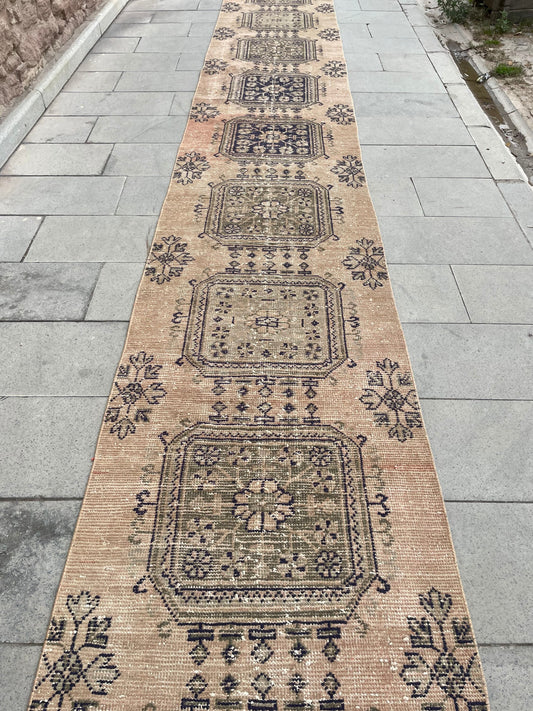 Wool Extra Long Runner Rug, Very Long Handmade Runner 2.7 x 22 ft Rug, Vintage Runner Rug, XL Turkish Runner Rug Staircase Runner rug