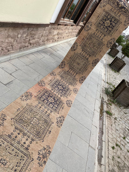 Wool Extra Long Runner Rug, Very Long Handmade Runner 2.7 x 22 ft Rug, Vintage Runner Rug, XL Turkish Runner Rug Staircase Runner rug