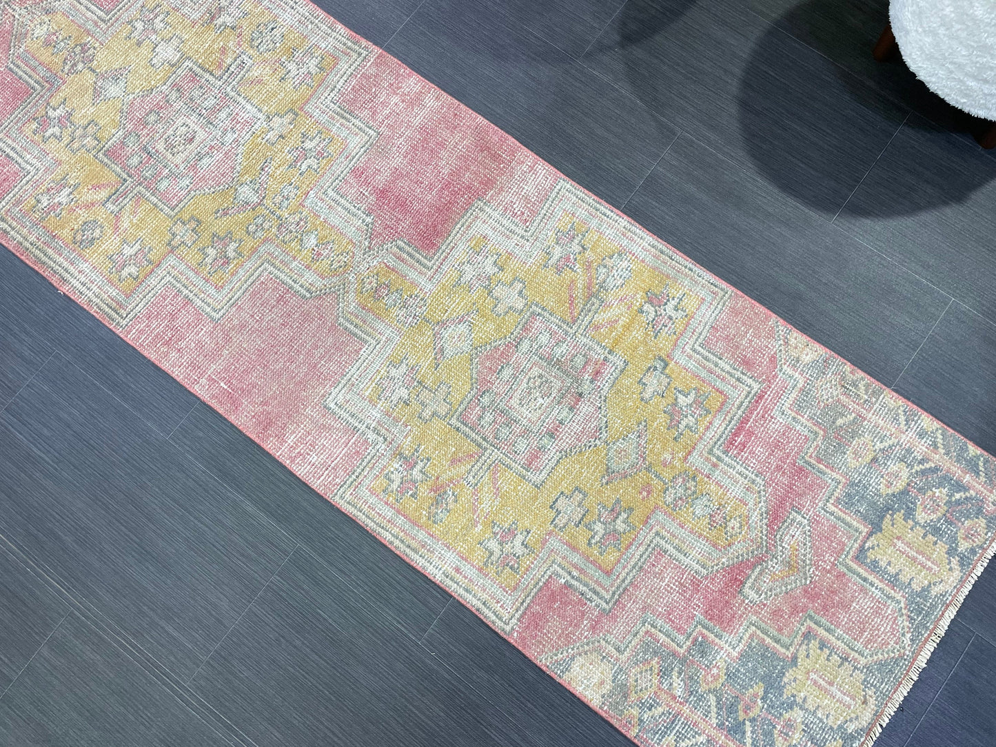 Distressed VINTAGE Rugs, Handmade 2 x 6.7 Runner Rug, Oushak Rug, Wool Rustic Runner Rug, Antique Runner Rug, Turkish Rug, Short Runner Rug,