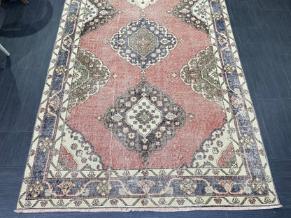Wool Hand Knotted Runner Rug, Turkish 4.6 x 12.4 Runner Rug, Vintage Runner Rug, Hallway Runner Rug Kitchen Runner Rug, Oushak  Runner Rug