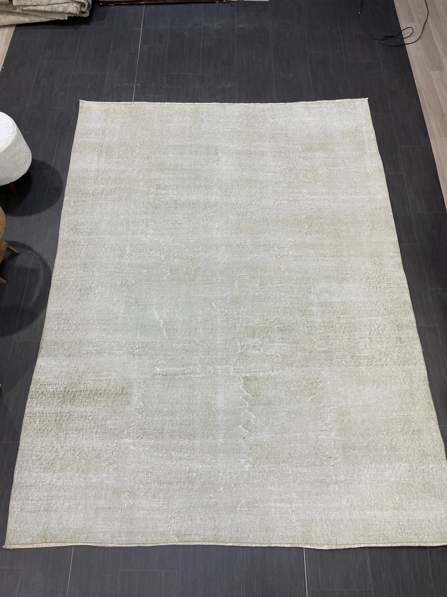 Neutral Vintage Rug Distressed 6.3 x 8.5 Rug Turkish Rug Muted Hand Knotted Wool Rug Handmade Rug Antique Rug