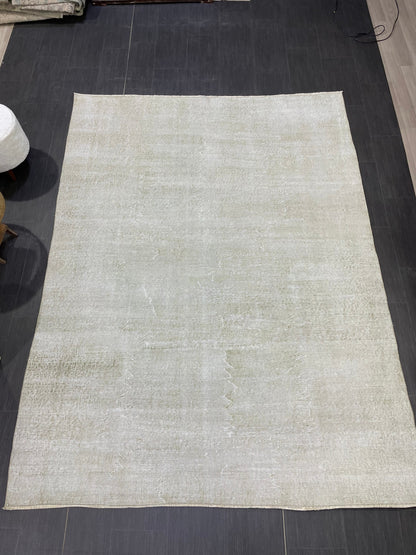Neutral Vintage Rug Distressed 6.3 x 8.5 Rug Turkish Rug Muted Hand Knotted Wool Rug Handmade Rug Antique Rug