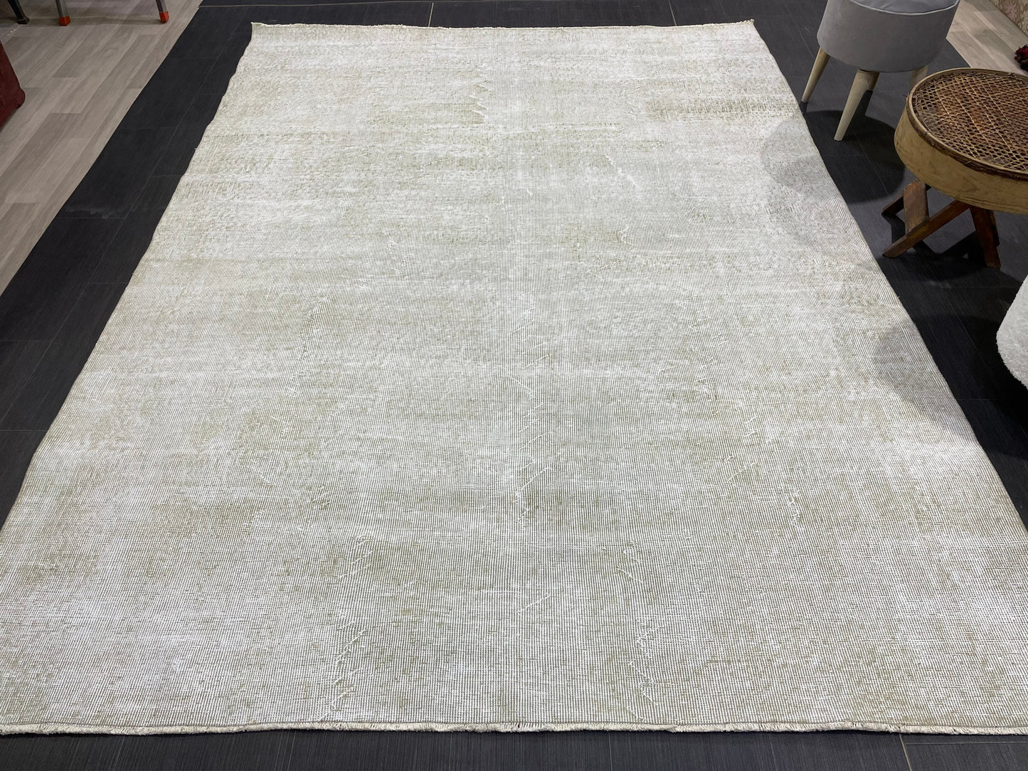 Neutral Vintage Rug Distressed 6.3 x 8.5 Rug Turkish Rug Muted Hand Knotted Wool Rug Handmade Rug Antique Rug