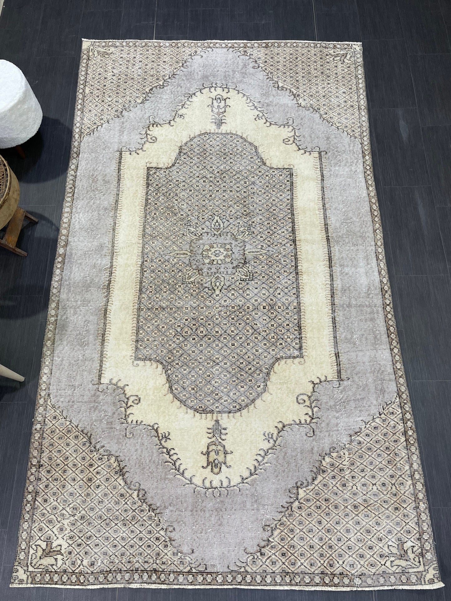 Handmade Vintage Rug, Turkish 5.2 x 9 Rug, Muted Hand Knotted Wool Rug, Handmade Rug, Antique Rug,