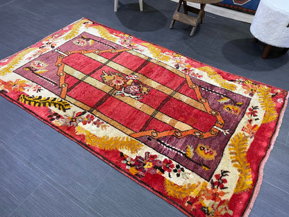 Antique Oriental RUG, Antique TURKISH 3.2 x 5.4 Rug, Vintage Persian Rug, Vintage Wool Hand Knotted Rug, Muted Handmade Rug