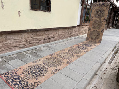 Wool Extra Long Runner Rug, Very Long Handmade Runner 2.7 x 22 ft Rug, Vintage Runner Rug, XL Turkish Runner Rug Staircase Runner rug