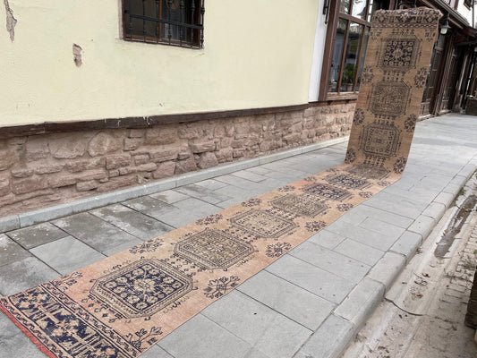 Wool Extra Long Runner Rug, Very Long Handmade Runner 2.7 x 22 ft Rug, Vintage Runner Rug, XL Turkish Runner Rug Staircase Runner rug