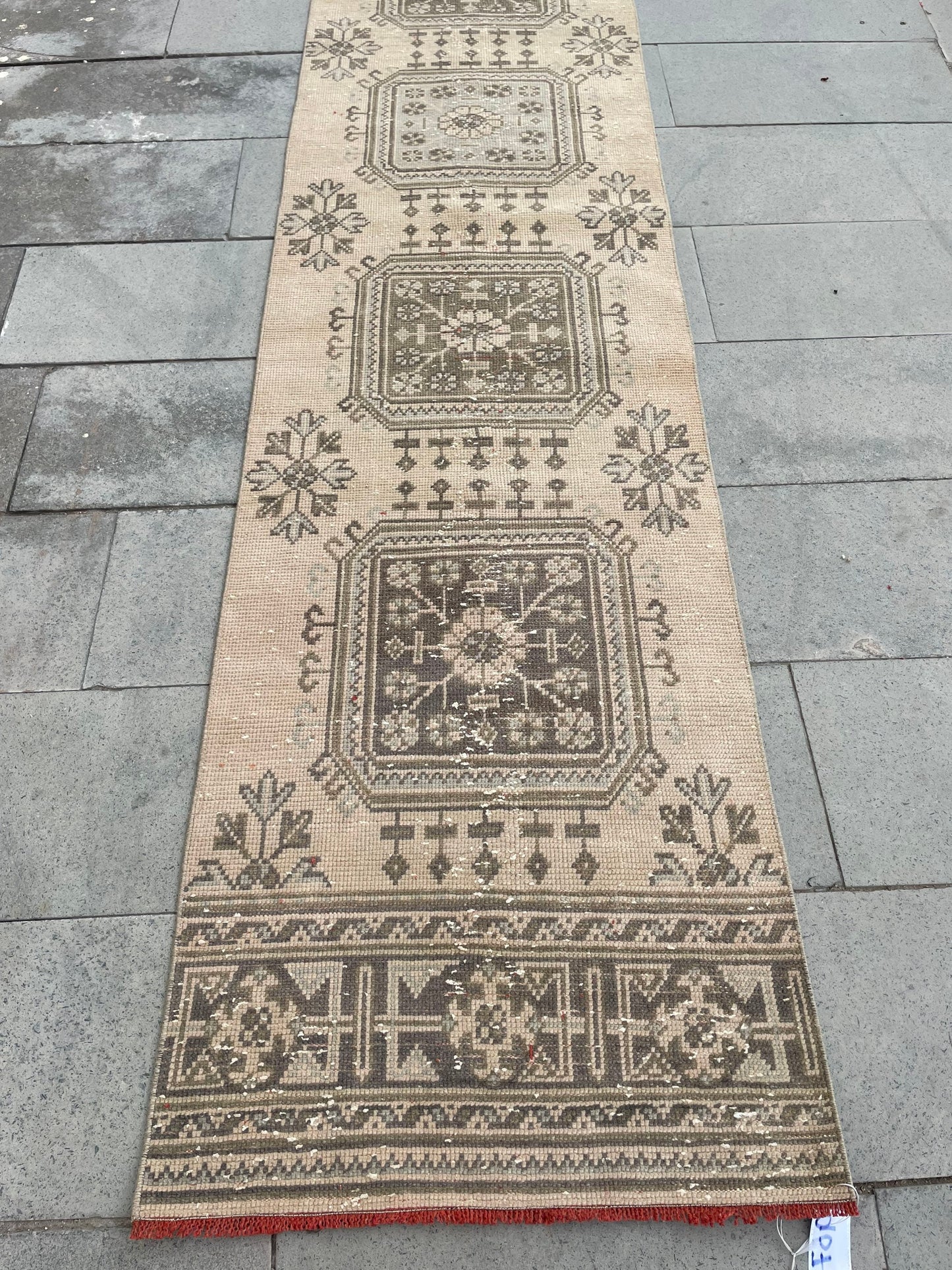Handmade Extra Long Turkish Runner  Rug,Very Long Hand Knotted Runner Rug 2.3 x 21.3 Vintage Runner Rug XL Muted Runner Rug Staircase Runner