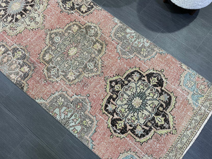 VINTAGE RUNNER Rug, Distressed Turkish 2.10 x 10.7 Runner Rug, Oushak Runner Rug, Hand woven Rug, Oriental runner Rug