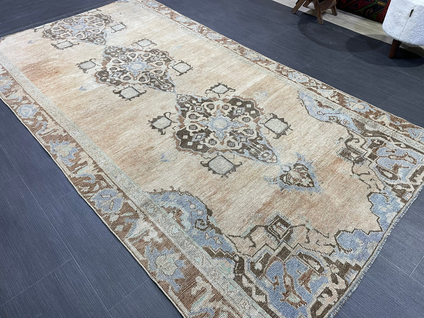 Turkish Rug, Muted Handknotted 4.5 x 8.3 Rug, Handmade Rug, Persian Rug, Vintage Wool Rug, Turkish Kitchen Rug