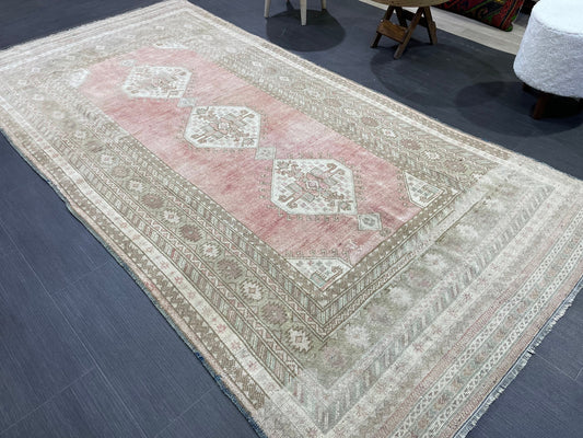 Vintage RUG, TURKISH 4.2 x 8.5 Rug,  Vintage Handmade Rug, Wool Hand Knotted Rug, Hand Made Rug Quality Turkish Rug