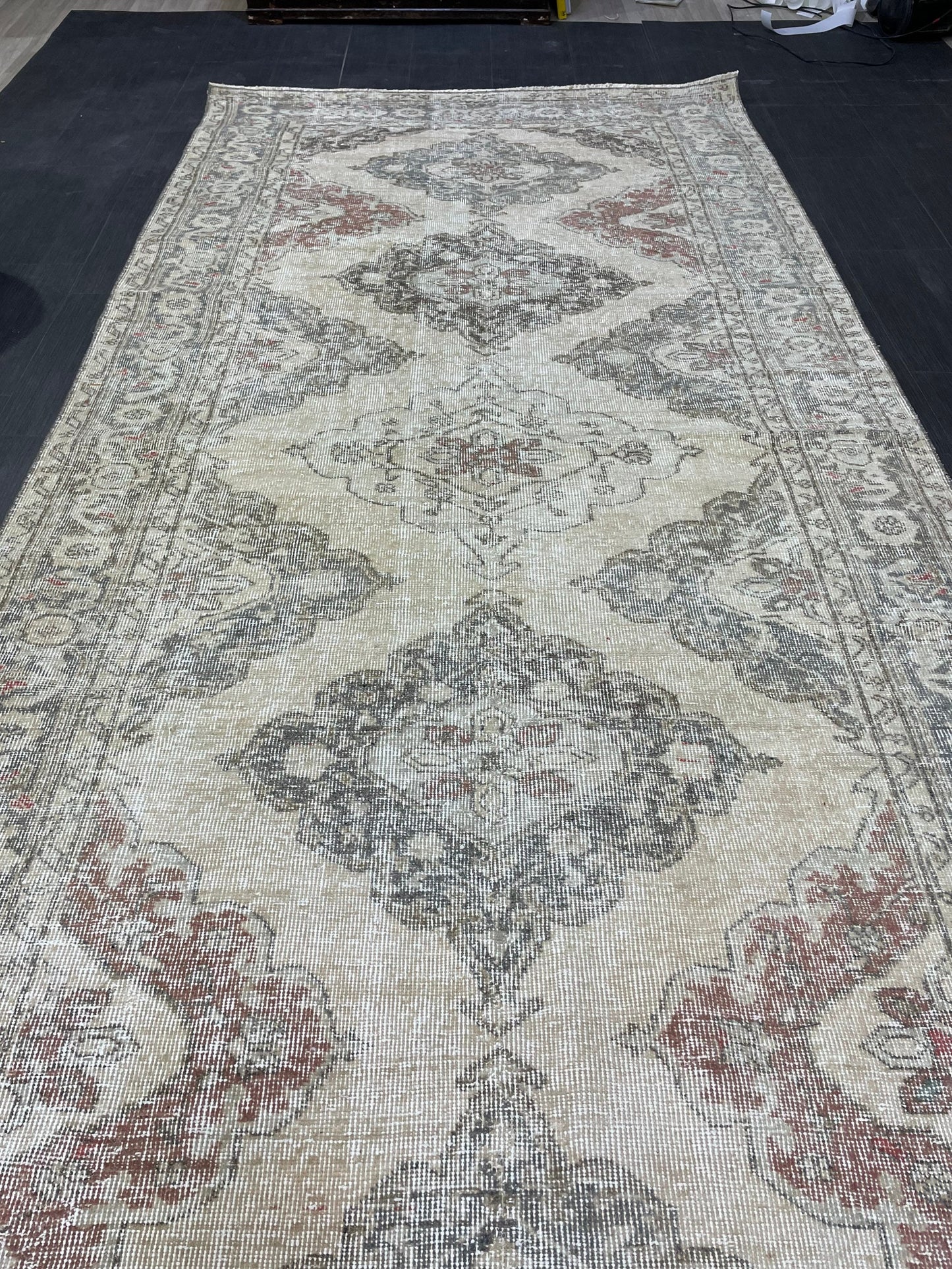 Vintage Runner 4.9 x 12.7 Rug, Turkish Runner Rug, Faded Distressed Runner Rug,Hallway Runner Rug Neutral Kitchen Runner Rug