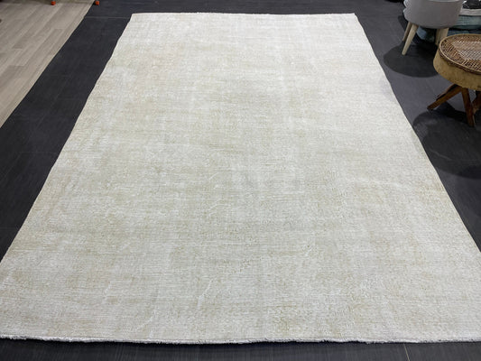 Neutral RUG, TURKISH Rug 6.4 x 9.4, Vintage Rug, Natural Wool Oushak Rug, Handmade Persian Rugs Vintage Plain Rug Neutral Oriental