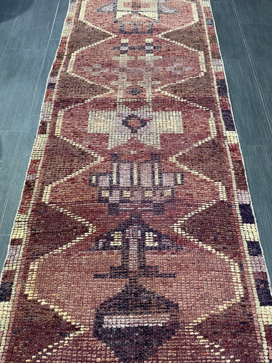 Turkish Runner Rug, Muted Vintage Runner 2.6 x 7.8 Rug, Persian Hallway Runner Rug, Kitchen Runner Rug Oriental Distressed Runner
