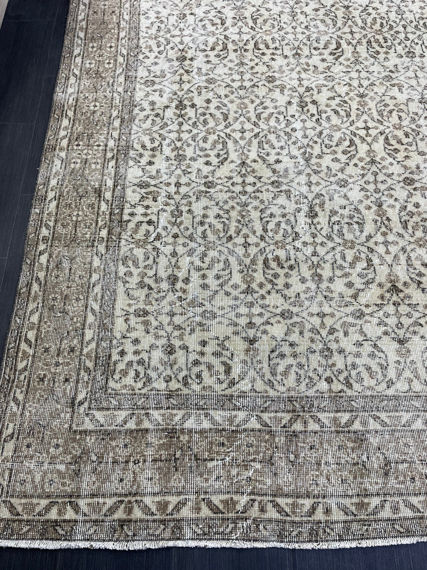 NEUTRAL Handmade Rug, NATURAL Vintage Turkish 8 x 11.3 Rug, Handmade Rugs, Oushak Rug, Turkish Oushak Rug, Hand Knotted Rug Distressed Rug