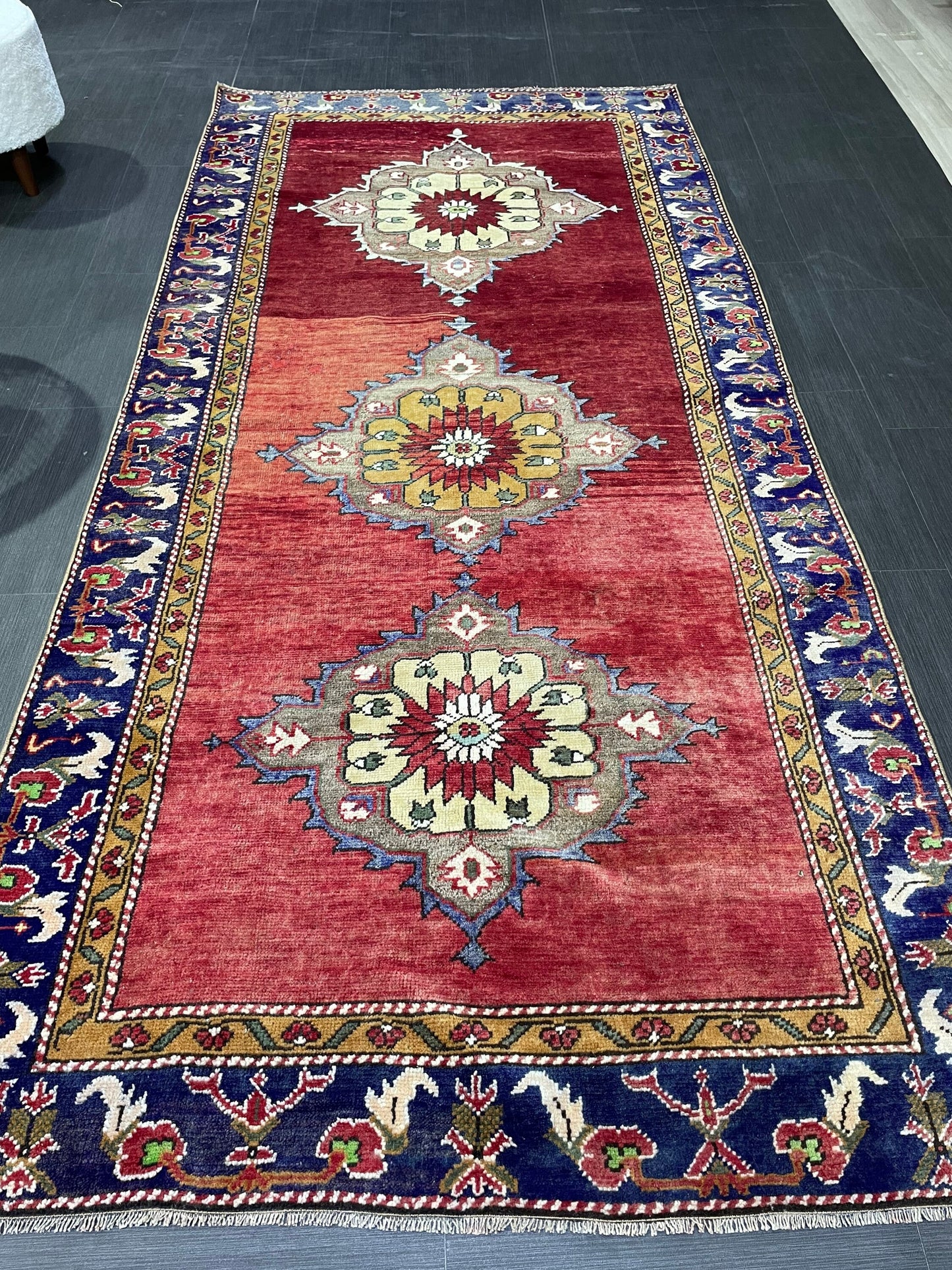 Wool Rug, TURKISH Handmade 4.5 x 9.6 Rug, Vintage Turkish Rugs, Anatolian Oushak Rug, Turkish Oushak Rug, Vintage Oushak Rug, Hand Knotted