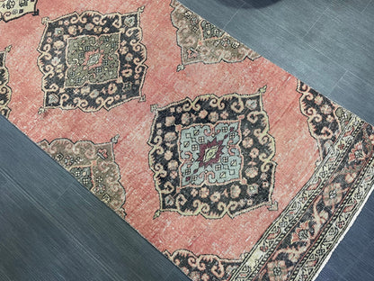 Vintage Turkish Runner Rug, Oushak Runner Rug, Handmade 2.9 x 11.6 Runner Rug, Hand Knotted Runner Rug, Hallway Runner, Kitchen Runner