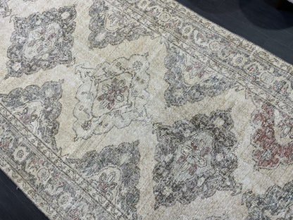 Muted Oushak Runner 5 x 11.9 Rug, Turkish Runner Rug, Faded Vintage Runner Rug,Hallway Runner Rug Neutral Kitchen Runner Rug Wool Runner Rug