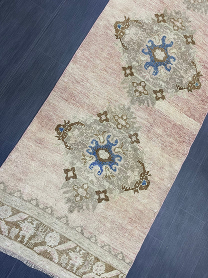 Muted Runner Rug, Turkish Runner 2.10 x 11.5 Rug, Vintage Runner Rug, Hallway Runner Rug, Hand Knotted Runner Rug, Wool Handmade Runner