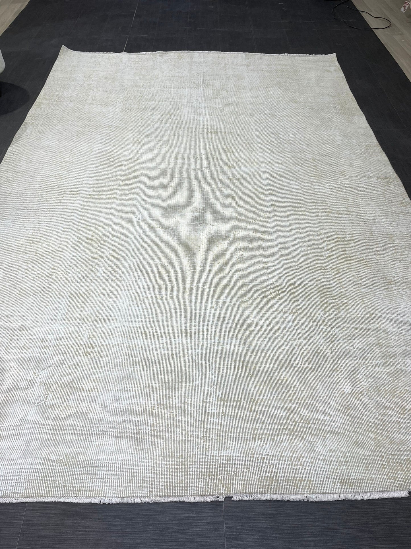 Neutral RUG, TURKISH Rug 6.4 x 9.4, Vintage Rug, Natural Wool Oushak Rug, Handmade Persian Rugs Vintage Plain Rug Neutral Oriental