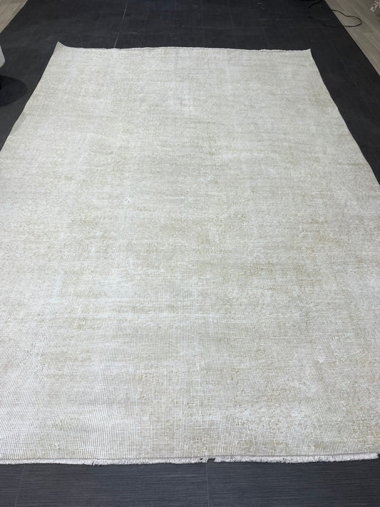Neutral RUG, TURKISH Rug 6.4 x 9.4, Vintage Rug, Natural Wool Oushak Rug, Handmade Persian Rugs Vintage Plain Rug Neutral Oriental