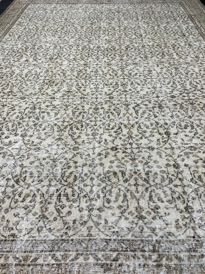 NEUTRAL Handmade Rug, NATURAL Vintage Turkish 8 x 11.3 Rug, Handmade Rugs, Oushak Rug, Turkish Oushak Rug, Hand Knotted Rug Distressed Rug