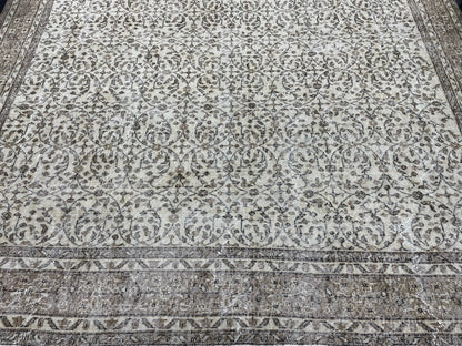 NEUTRAL Handmade Rug, NATURAL Vintage Turkish 8 x 11.3 Rug, Handmade Rugs, Oushak Rug, Turkish Oushak Rug, Hand Knotted Rug Distressed Rug