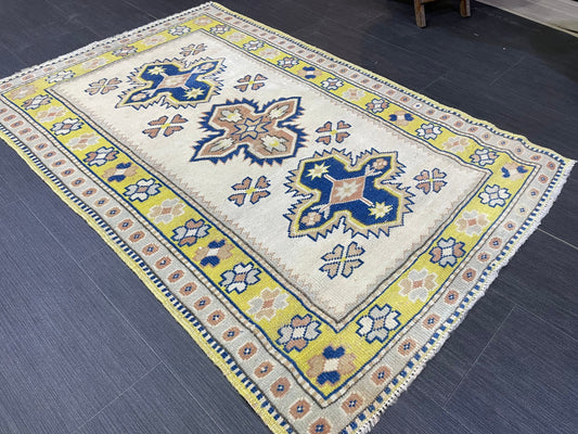 TURKISH HANDMADE Rug 3 x 4.3 Vintage Rug Oushak Rug, Traditional Rug Oriental Rug Hand Knotted Rug Wool Rug, Wholesale Rug