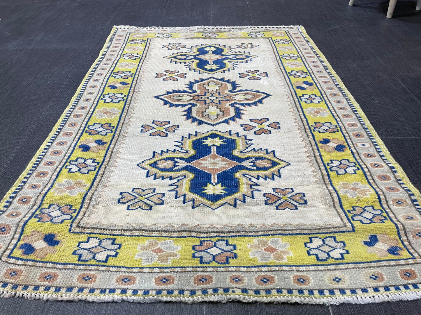 TURKISH HANDMADE Rug 3 x 4.3 Vintage Rug Oushak Rug, Traditional Rug Oriental Rug Hand Knotted Rug Wool Rug, Wholesale Rug