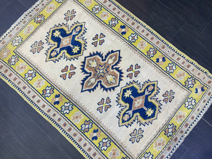 TURKISH HANDMADE Rug 3 x 4.3 Vintage Rug Oushak Rug, Traditional Rug Oriental Rug Hand Knotted Rug Wool Rug, Wholesale Rug