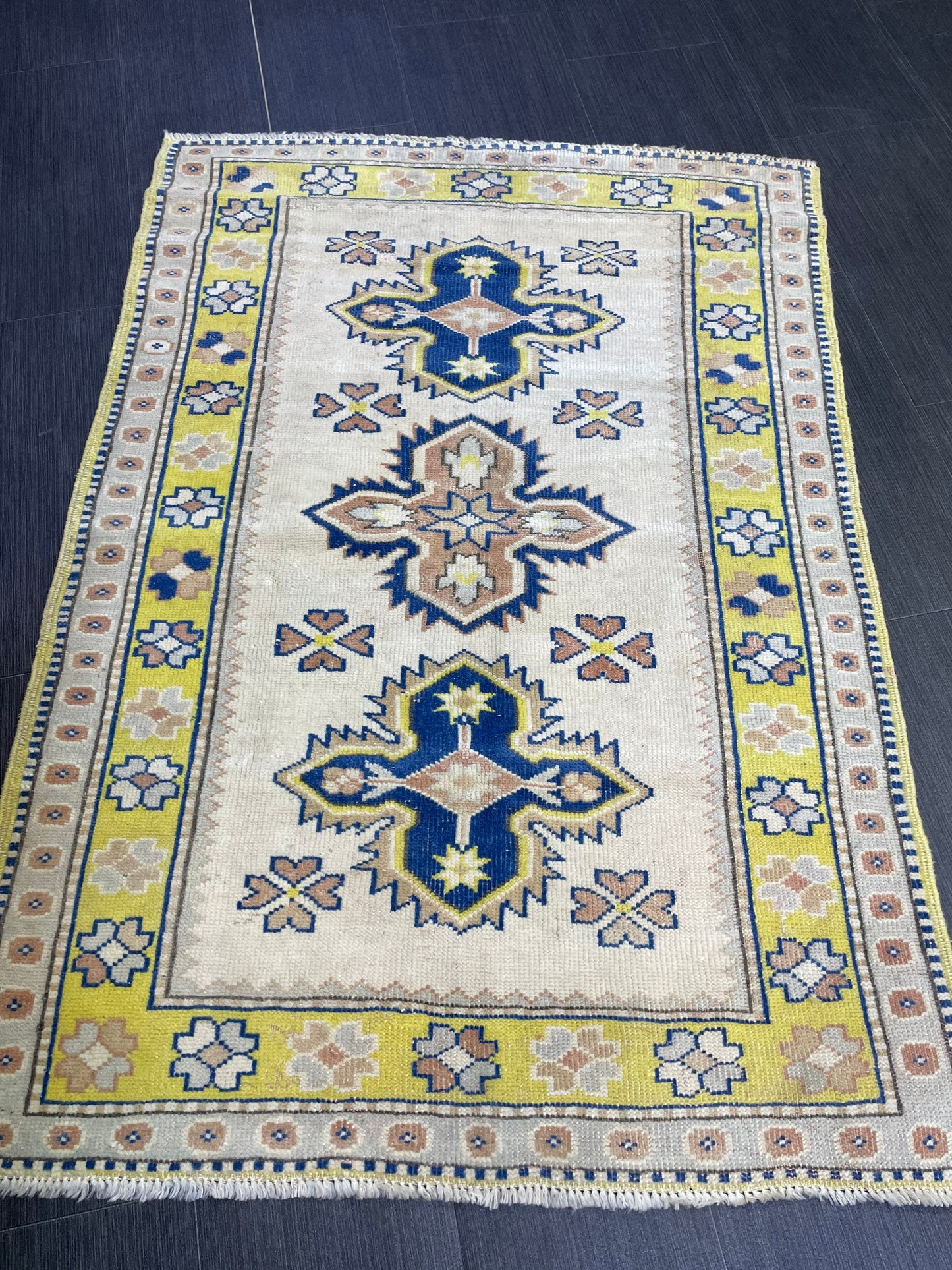 TURKISH HANDMADE Rug 3 x 4.3 Vintage Rug Oushak Rug, Traditional Rug Oriental Rug Hand Knotted Rug Wool Rug, Wholesale Rug