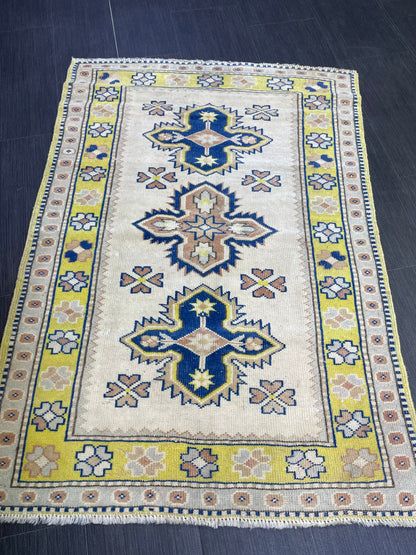 TURKISH HANDMADE Rug 3 x 4.3 Vintage Rug Oushak Rug, Traditional Rug Oriental Rug Hand Knotted Rug Wool Rug, Wholesale Rug