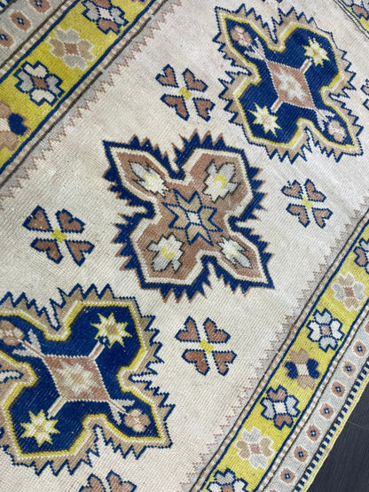 TURKISH HANDMADE Rug 3 x 4.3 Vintage Rug Oushak Rug, Traditional Rug Oriental Rug Hand Knotted Rug Wool Rug, Wholesale Rug