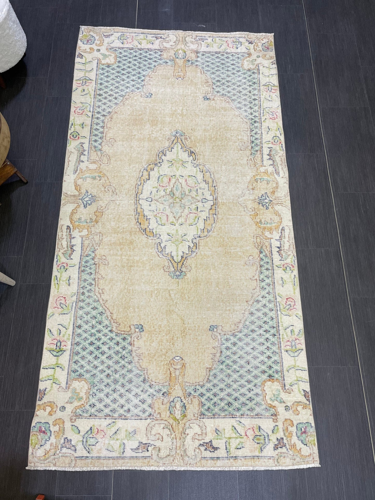 Persian Rug, Turkish 3.7 x 7 Rug, Vintage Rug, Hallway Rug, Kitchen Rug, Wool Rug, Oushak Rug, Handmade Rug, Hand Knotted Rugs