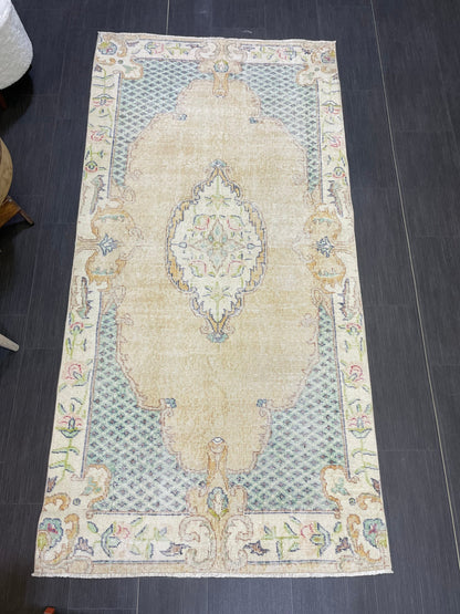 Persian Rug, Turkish 3.7 x 7 Rug, Vintage Rug, Hallway Rug, Kitchen Rug, Wool Rug, Oushak Rug, Handmade Rug, Hand Knotted Rugs