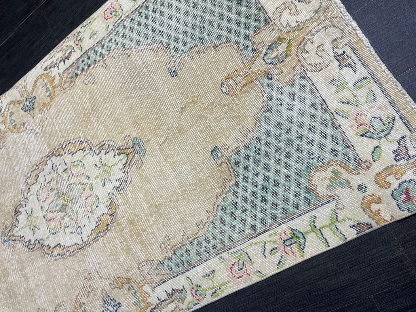 Persian Rug, Turkish 3.7 x 7 Rug, Vintage Rug, Hallway Rug, Kitchen Rug, Wool Rug, Oushak Rug, Handmade Rug, Hand Knotted Rugs