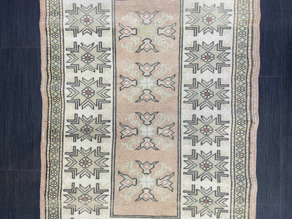 Vintage Oushak 2.10 x 4.3 Rug, Vintage Rug, Wool Muted Hand Knotted Rug, Handmade Rugs Vintage Turkish Rug