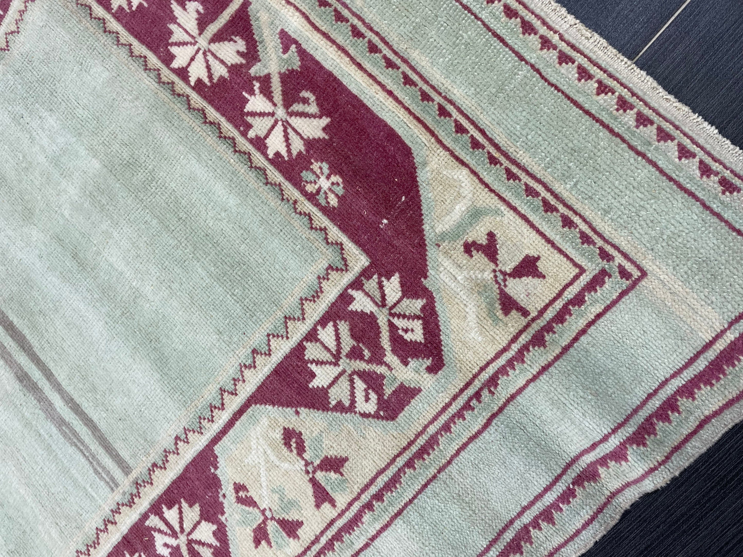 Turkish Rug, Hand Knotted 4x5 Rug, Brown Vintage Rug, Wool Muted Oushak Rug Handmade Rugs Vintage Turkish Rug, bathroom Rug