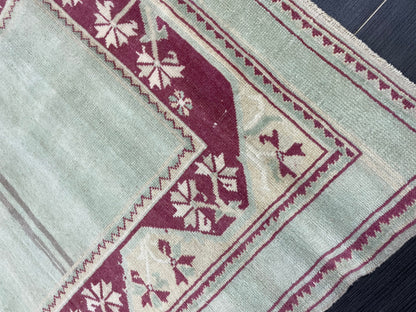 Turkish Rug, Hand Knotted 4x5 Rug, Brown Vintage Rug, Wool Muted Oushak Rug Handmade Rugs Vintage Turkish Rug, bathroom Rug