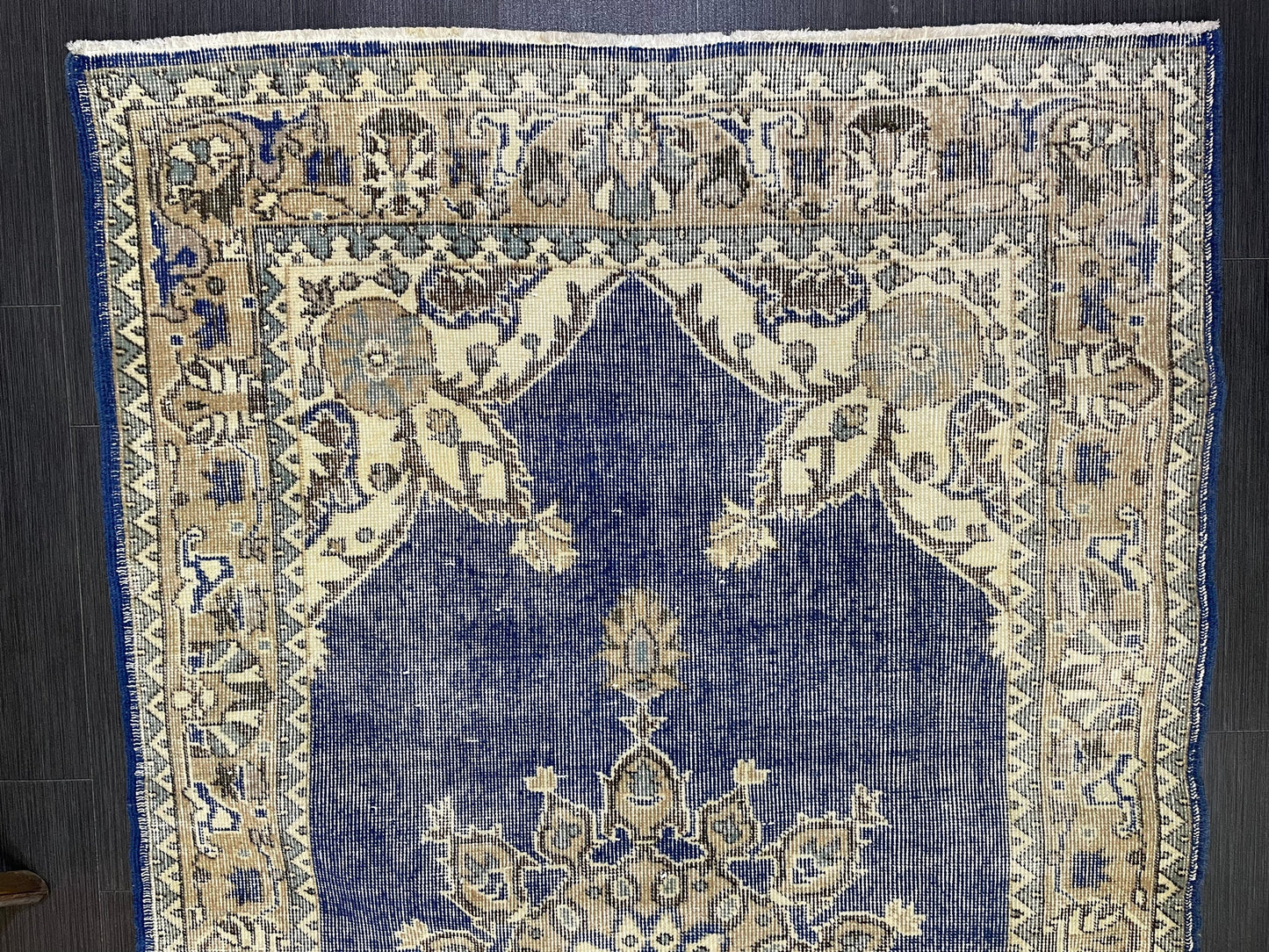 Turkish Rug, Blue Oushak Rug, Hand Knotted 5x7 Rug, Wool Distressed Rug, Persian Rugs, Antique Rug, Vintage Rug, Handmade Rug