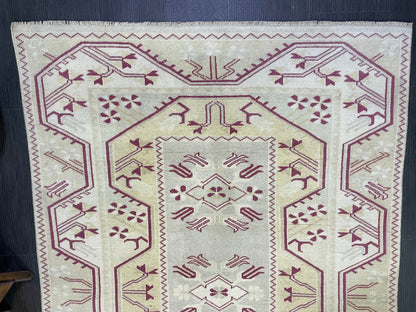 Vintage RUG, TURKISH Oushak Rug Hand Knotted 5x6 Rug, Oriental Rug, Vintage Persian Rug, Handmade Rug, Turkish Rug Antique Rug