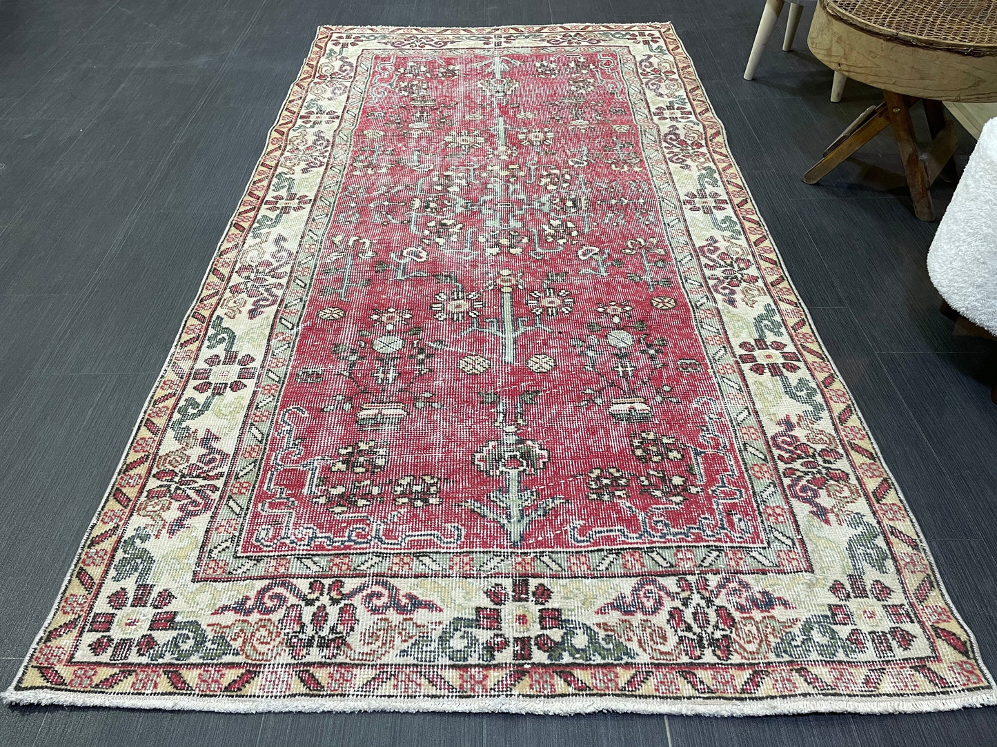 Persian RUG, TURKISH Rug, Handknotted 3.8 x 7 Rug, Oriental Rug, Vintage Rug, Handmade Rug, Turkish Rug Antique Rug