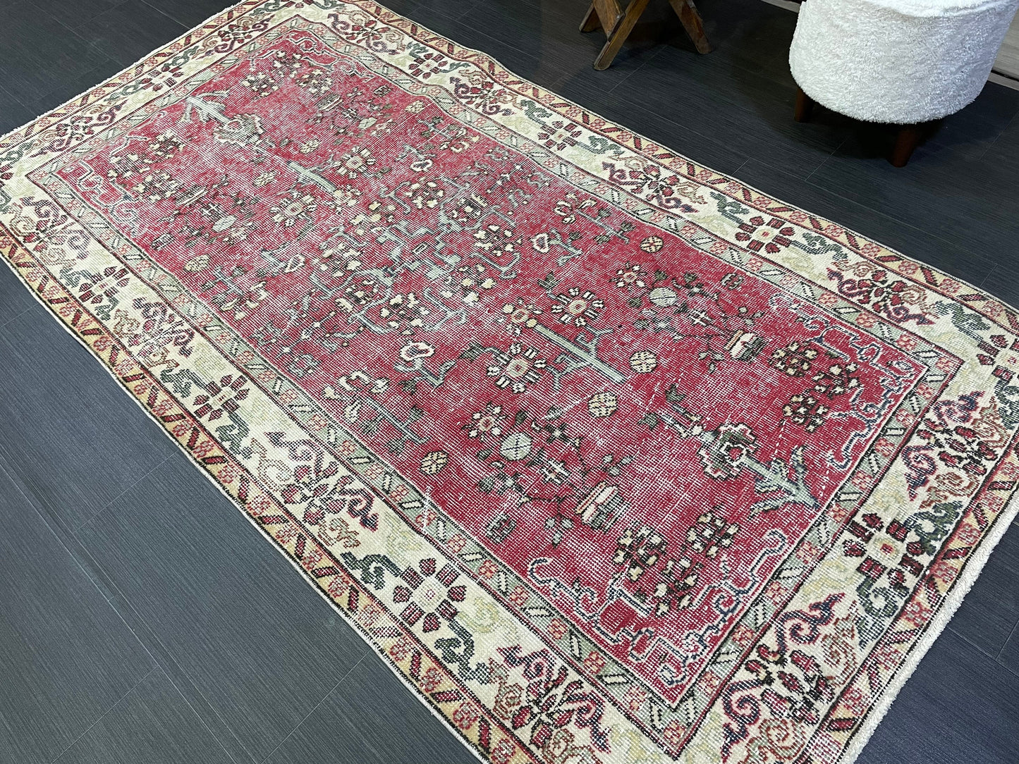 Persian RUG, TURKISH Rug, Handknotted 3.8 x 7 Rug, Oriental Rug, Vintage Rug, Handmade Rug, Turkish Rug Antique Rug