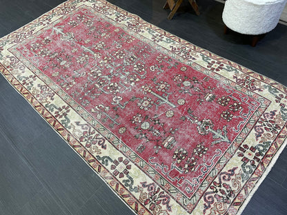 Persian RUG, TURKISH Rug, Handknotted 3.8 x 7 Rug, Oriental Rug, Vintage Rug, Handmade Rug, Turkish Rug Antique Rug