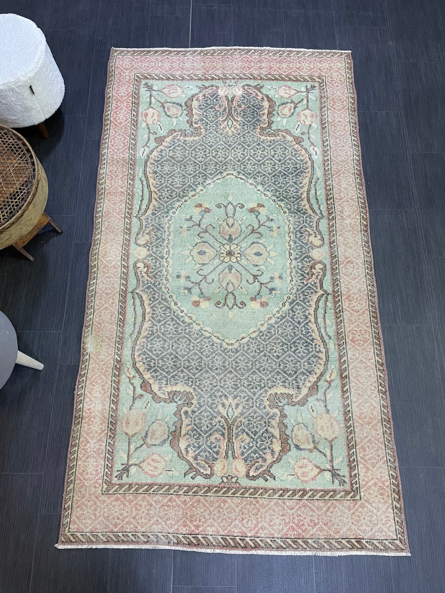 Persian RUG, Oushak 3.9 x 7 Rug, TURKISH Rug, Handknotted Rug, Oriental Rug, Vintage Rug, Handmade Rug, Antique Rug, woven rug.