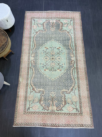 Persian RUG, Oushak 3.9 x 7 Rug, TURKISH Rug, Handknotted Rug, Oriental Rug, Vintage Rug, Handmade Rug, Antique Rug, woven rug.